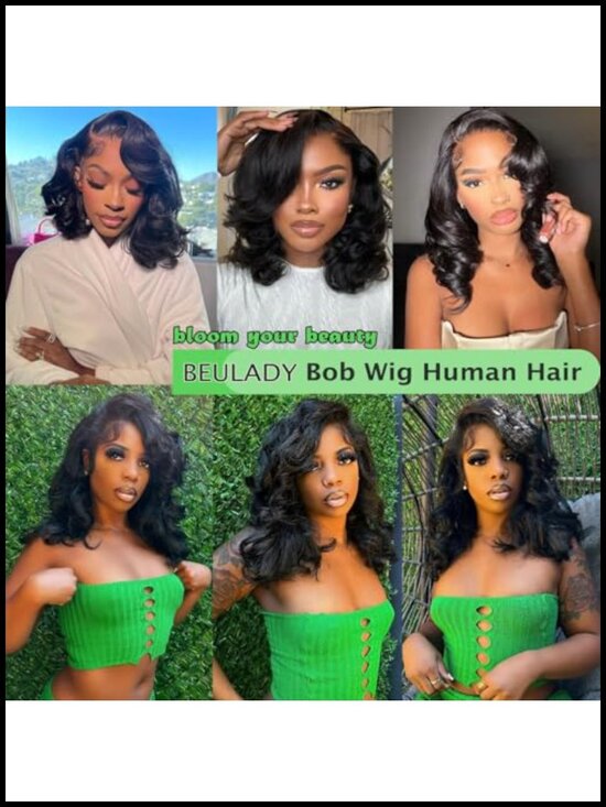 13x6 HD Lace Front Wig Human Hair Body Wave 200% Density Bob